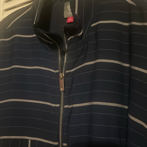NWOT Vince Camuto Navy Striped Zip up lightweight jacket size large - Picture 6 of 14